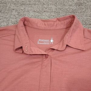 Smartwool Everyday Exploration Blouse Women Small Rose Short Sleeve Collared